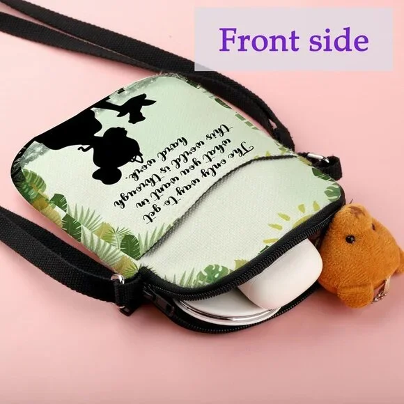 Canvas Crossbody Bag Women Cartoon Frog Gift Wallet Adjustable Strap - Picture 3 of 6